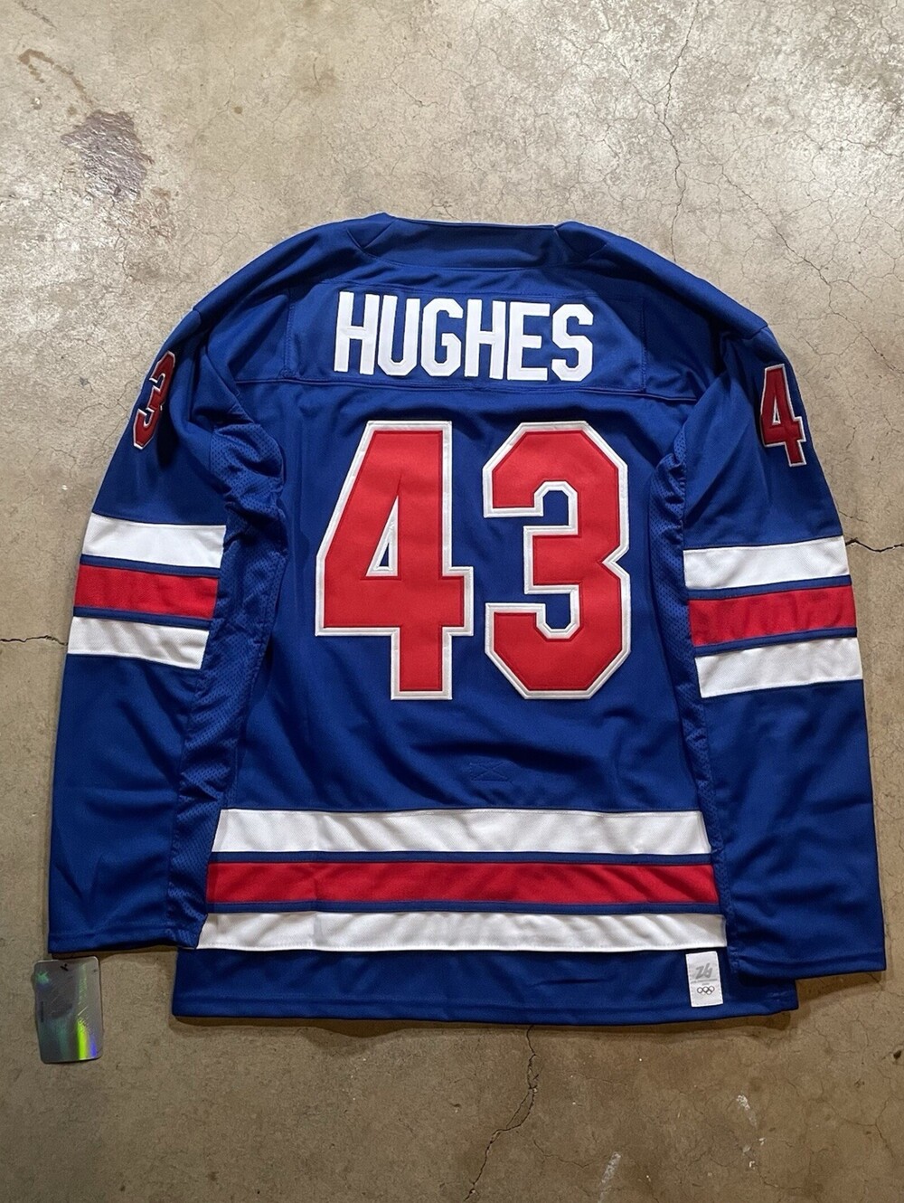 Quinn Hughes Team USA Olympics Hockey Stitched Jersey Blue XXL